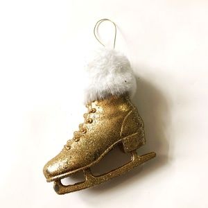 Golden Ice Skate Christmas Tree Ornament